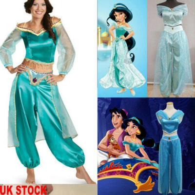 

Adults Aladdin Jasmine Princess Cosplay Womens Sequin Fancy Dress Party Costume