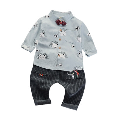 

Baby Boy Clothes 2Pcs Cotton Fashion Plaid Print Long Sleeve Shirt Blouse Denim Trousers Casual Outfits Clothes