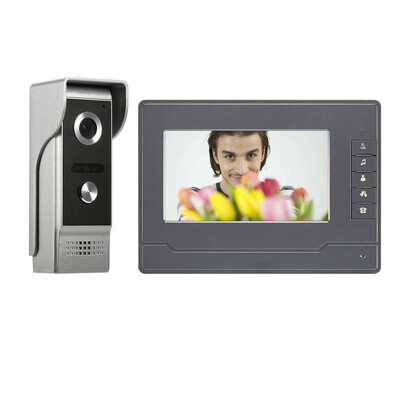 

7inch TFT-LCD Color Screen Video Door Phone with 1Indoor MonitorGray 1Outdoor Camera Support Night Vision Waterproof Unlock Mo