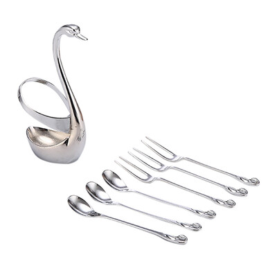 

Stainless Steel Swan Dinnerware Set Tableware Set Fruit Dessert Cutlery Set For Swan Base Holder Cutlery Set Ornament