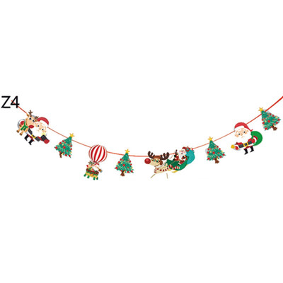 

Christmas Party Hanging Decor Snowman Santa Claus Elk Sock Banner Xmas Supply