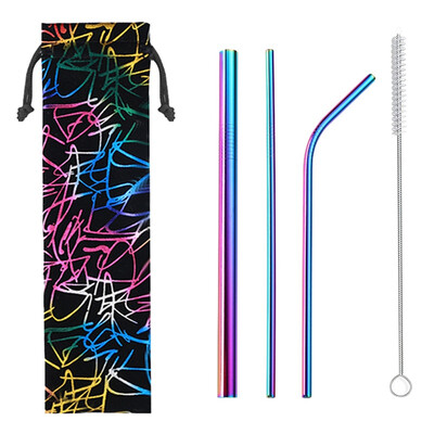 

Stainless Steel Dinnerware Set With Bundle Pocket Portable Cutlery Set with Spoon Chopsticks Fork Straw Brush Travel Tableware