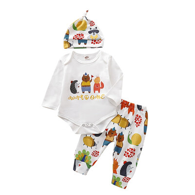 

0-18M Autumn Baby Boy Girl Long Sleeve Letters Romper Tops Floral Print Trousers Hat Outfits Clothes