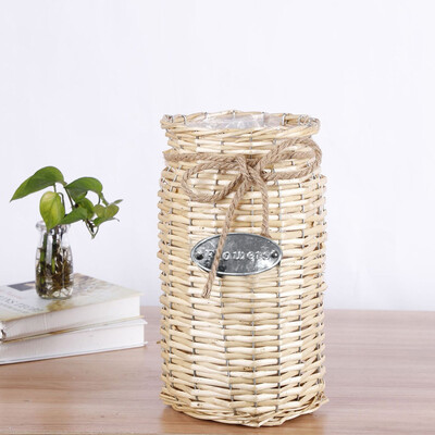 

Gobestart Wicker Woven Storage Basket Flower Plants Straw Pots Vase Bag Home Decor