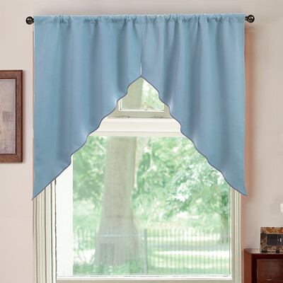 

Toponeto Elegant Sheer Organza Kitchen Rod Pocket Window Curtain Treatment Set
