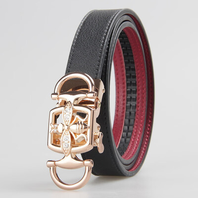 

BPSTAR Womens Automatic Buckle Genuine Leather Ladys Ratchet Holeless Belt Business High Quality Womens Real Belt for Pants