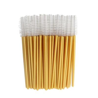 

Gold 50pcs Disposable Makeup Brushes Eyelash Mascara Brushes Nylon Eyelash Brow Comb Brushes Make Up Brushes