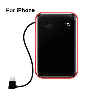 

Baseus Mini 3A Power Bank 10000mAh Built-in USB Cable Digital Daisplay Powerbank 15W Battery Charger For iPhone Samsung