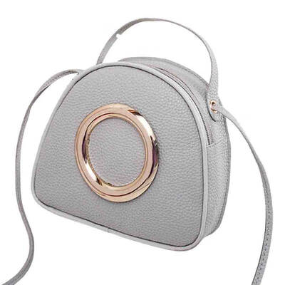 

Fashion Women Faux Leather Circular Ring Zipper Purse Crossbody Shoulder Bag