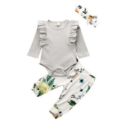 

Winter Baby Girl Knitted Long Sleeve TopsFlower Leggings Pants Clothes Set