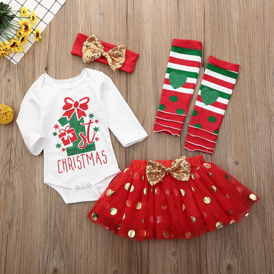 

Newborn Baby Girl Christmas Clothes MY First CHRISTMAS Romper Tutu Outfits