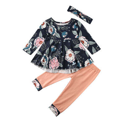 

3PCS Newborn Baby Girl Clothes Set Tops T-shirt Floral Pants Leggings Outfits