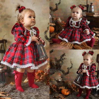 

UK Christmas Toddler Kids Baby Girl Xmas Flared Party Santa Swing Dress Clothes