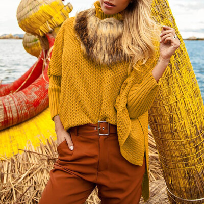 

Gobestart Womens Off The Shoulder Sweater Casual Knitted Loose Long Sleeve Pullover