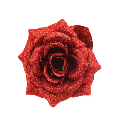 

3D Glittering Artificial Rose Flowers Head Fake Flowers Christmas Wedding Party Home Decorations