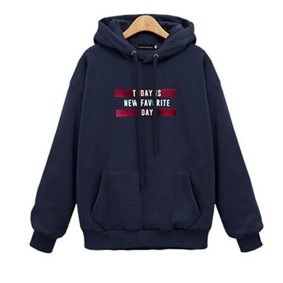 

Favorite Day Letter Print Women Fashion Hoodie Long Sleeve Pullover Loose Hooded Sweatshirt Women Casual Tops