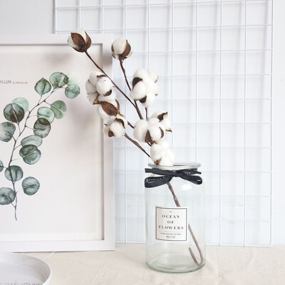 

JPGIF Naturally Dried Cotton Stems Farmhouse Artificial Flower Filler Floral Decor