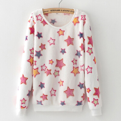 

Tailored Fashion Women Casual Loose Long Sleeve Plush Print Sweatshirt Tops