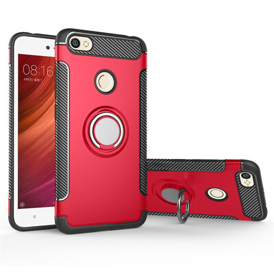 

Back Cover For Xiaomi Redmi Note 5A Prime Case Car Holder Stand Hard PC Silicon Ring Suction Bracket
