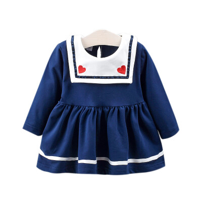 

Baby Girls Long Sleeve Heart Print Dress Autumn Casual Kids Princess Pageant Dresses