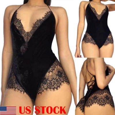 

Women Sexy Lingerie Bandage Jumpsuit Sleepwear Babydoll Outfit Nightwear Teddy
