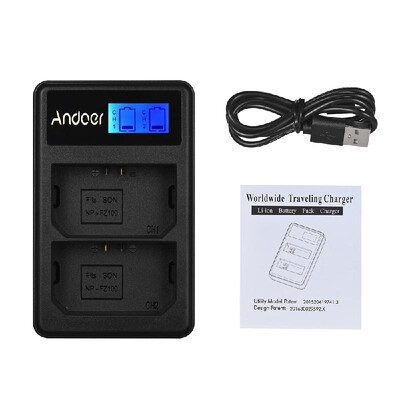 

Andoer LCD2-FZ100 Compact Dual Channel LCD Camera Battery Charger USB Input LCD Display for Sony NP-FZ100 Camera Battery for Sony