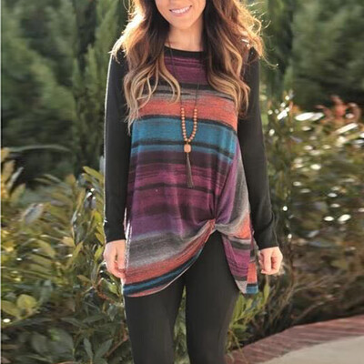 

Tailored Autumn And Wnter New Fashion Women T-Shirt Gradual Color Long-Sleeved Blouse