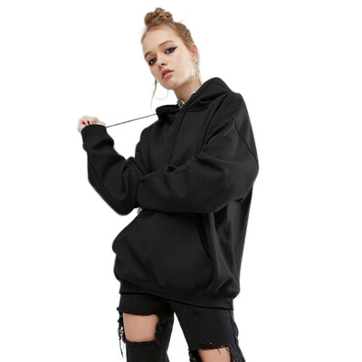 

New Hoodie Pocket Hip Hop Solid Color Hooded Hoodies&Sweatshirts Plus Size Harajuku Casual Thick Loose Pullover