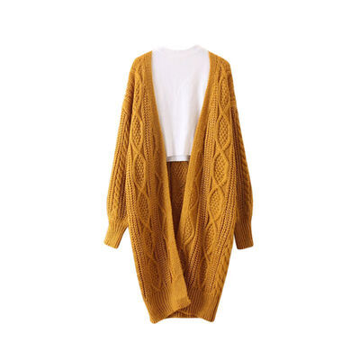 

Autumn Winter Women Long Sweater Cardigan Plus Size Loose Knitted Sweaters Female Coat Lantern Sleeve Open Stitch Jumper Cardiga