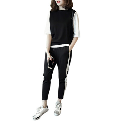 

Womens Tracksuit Casual Costumes For Women Clothing T-shirt Pant Suit Two Piece Set