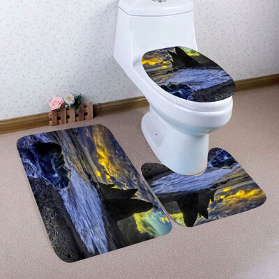 

〖Follure〗3PCS Christmas Bathroom Non-Slip Pedestal Rug Lid Toilet Cover Bath Mat Set