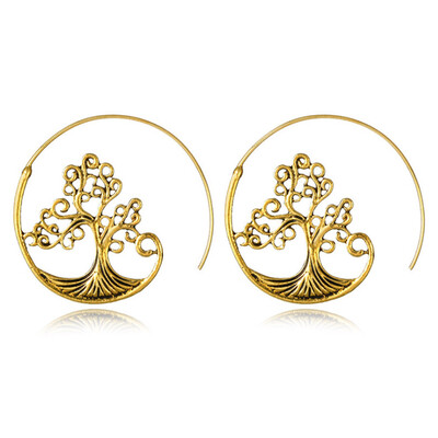 

Women Vintage Circles Round Spiral Tribal Hoop Earrings Ear Stud Jewelry
