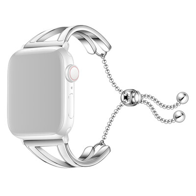 

〖Follure〗Luxury Alloy Crystal With Connection Strap Band Silver For Apple Watch 4 44mm