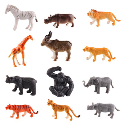 

12PcsSet Animal Toy Model Trumpet Simulation Static Animal World Wildlife Suit Boy Child Plastic Toy Safe Material