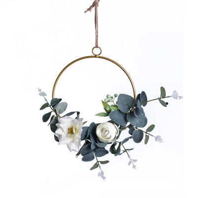 

Ins explosion models Nordic geometric metal wreath hemp rope wall hanging set home soft simulation green plant hanging ring