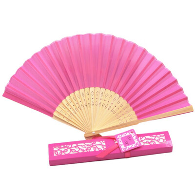 

Wedding Decoration Back Ceremony Solid Color Elegant Silk Cloth Folding Fan 12 Colors Party Decoration
