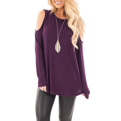 

Tailored Women Casual Backless O-Neck Solid Long Sleeve Loose T-Shirt Top Blouses