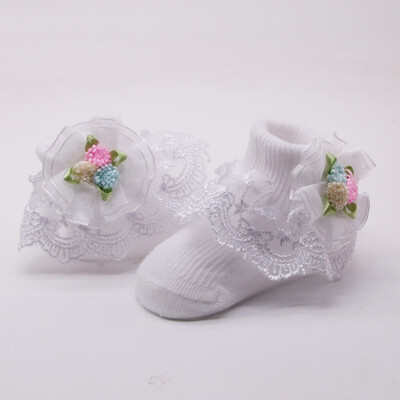 

Cute Baby Girls Cotton Sweat Absorbent Non - Slip Socks With Lace Floral Socks
