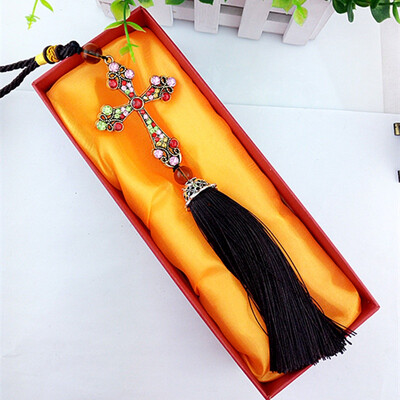 

Metal And Crystal Diamond Cross Jesus Christian Car Rearview Mirror Car Pendant Car Styling Accessories Car Decoration