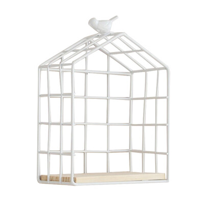 

Toponeto Nordic Style Wrought Iron Art Wooden Shelf Wall Hanging Display Rack