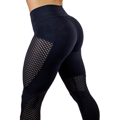 

Fashion Women Leggings Slim High Waist Elasticity Leggings Fitness Mesh Patchwork leggins Sexy Push Up Woman Pants Leggings