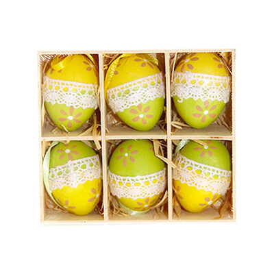 

6Pcs Easter Eggs Ornament Lace Painted Festival Plastic Children Toy Gift Decor