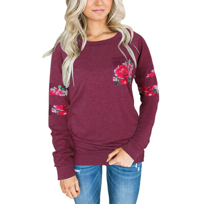 

Women Casual O-neck Floral Print Fashion Sweatshirt Autumn Winter European American Women T-shirt Blusas Femininas