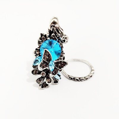 

Fashion Retro Sapphire Amethyst Inlay Butterfly Ring Crystal Jewelry