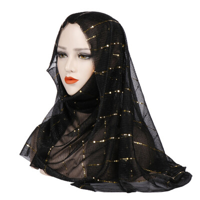 

wholesale price 17550cm women sequins muslim hijab scarf Islamic thin headscarf foulard soft long shawl head wraps stole
