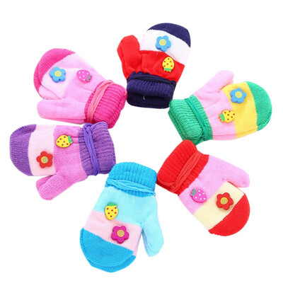 

Baby Mittens Colorful Cartoon Knit Warm Soft Cute Kids Gloves For Boys Girls