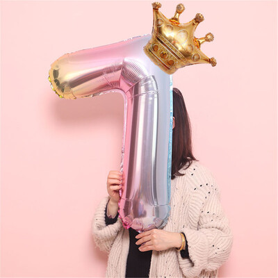 

JPGIF Crown Number Foil Balloons Number Ballon Happy Birthday Party Decoration 32 Inch