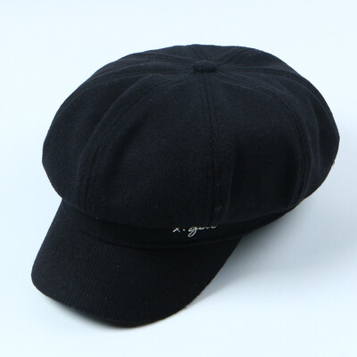 

Korean Autumn&Winter Net Red Letter Embroidery Pure Octagonal Hat Japanese Beret Student Retro Painter Hat Chao Nu