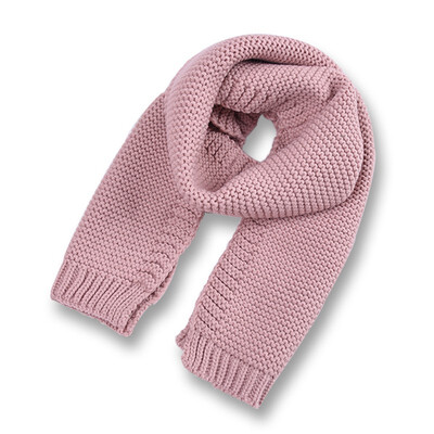 

Children Boys Girls Knitted Wool Fashionable Scarf Solid Color Pattern Warm All-match Winter Scarf For Kids