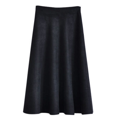 

Autumn women long skirt elegant high waist solid A-line female solid femme Skirt